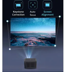 Smart Projector, Android 9.0, 150 ANSI Lumens, Native 720P Supports 4K, Auto Keystone, Electric Focus, Dual-band WiFi