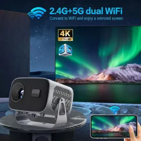 Mini Projector, Native 720P Supports 4K, T950S Quad-Core, 2 Plus 16GB Memory, Auto Focus, Android 13, Dual-Band WiFi, 30000H Lamp Life