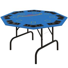 Soozier 47 Folding Octagon Poker Table with Cup Holders for Game Night Blue
