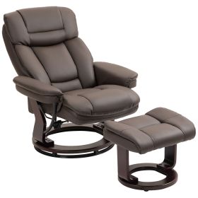 HOMCOM Swivel Recliner with Ottoman, PU Leather Reclining Chair with Footrest, for Living Room, Bedroom, Dark Brown