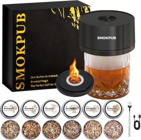 Electric Whiskey Smoker Kit Built-in Lighter Rechargeable Cocktail Smoker Kit with 6 Wood Chips No Butane Needed Bourbon Whiskey Gifts for Men
