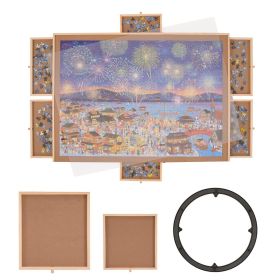 2000 Piece Rotating Wooden Jigsaw Puzzle Board - 41x29 Inch, Rotating Table With Cover,Portable Puzzle Organizer & Storage System