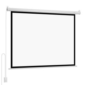 Motorized Projector Screen, 72 inch 4:3 1080 HD Electric Projection Screen, Wall Mounted Projection Dispaly Projector with Remote Control