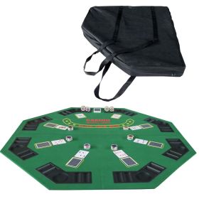 INO Design 48" Folding Poker Tabletop for 8-Player Texas Holdem Octagon Casino Game Portable Layout Mat Green