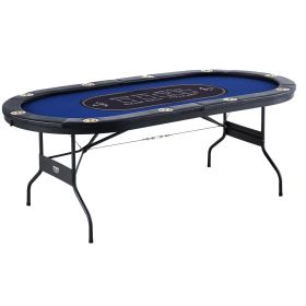 VEVOR 10 Player Foldable Poker Table, Blackjack Texas Holdem Poker Table with Padded Rails and Stainless Steel Cup Holders