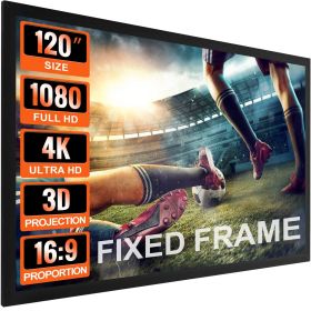 VEVOR Projection Screen 120inch 16:9 Movie Screen Fixed Frame 3D Projector Screen for 4K HDTV Movie Theater Home