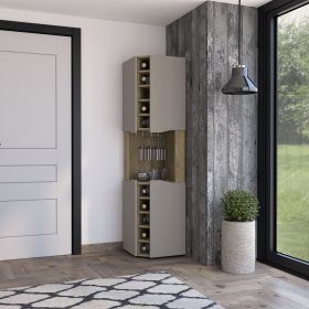 Macadamia and Taupe 10-Bottle Bar Cabinet