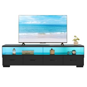 4-Drawer TV Stand for TV's up to 80" Flat Screen Cabinet Door Living Room Storage Entertainment Center, Black