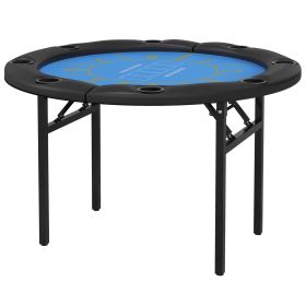 Foldable Poker Table Blackjack Texas Holdem Poker Game Table with Cup Holders, 47" Round, Black
