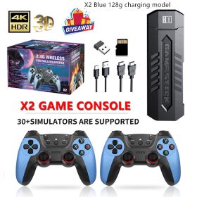 X2 Blue Game Console 4K Double Connection Battle Wireless (Option: X2 Blue 128g charging model-USB)