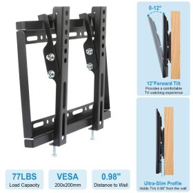TV Wall Mount Bracket Tilt For 13in-42in LED LCD PLASMA Flat TV VESA 200x200mm (Option: Black)
