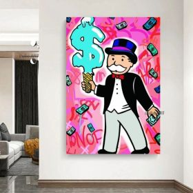 Hand painted on canvas Monopoly man;  money art;  home; decor; monopoly art;  oil painting Living Room hallway bedroom luxurious decorative paint (size: 50X70cm)