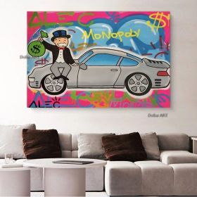 Hand painted Oil painting canvas Monopoly ;  Monopoly art;  Home decor;  wall art;  Hand painted; graffiti;  pop art Living Room hallway bedroom (size: 150X220cm)