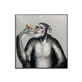 Large Hand painted Colorful Monkey Oil Paintings Handsome Animal Pictures wall art Gorilla Canvas Painting caudros picture for living room No Fra (size: 100x100cm)