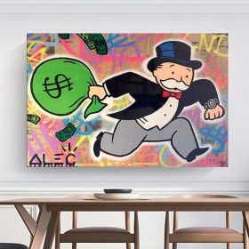 Hand Painted Oil Painting  Alec Monopoly Painting Wall Street Art Modern Abstract Living Room Hallway Bedroom Luxurious Decorative Painting (Style: 01, size: 90X120cm)