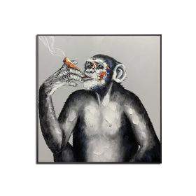 Large Hand painted Colorful Monkey Oil Paintings Handsome Animal Pictures wall art Gorilla Canvas Painting caudros picture for living room No Fra (size: 60x60cm)