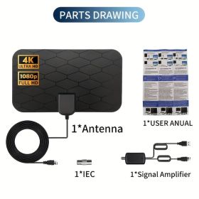 [HD Digital TV Antenna] 4K HD Digital TV Antenna with Amplifier Enhancer, Supports 1080p, Indoor Mini Antenna for Old and New TVs (Model: HDTV-SM02)
