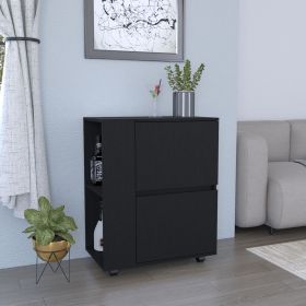 Glasgow Bar Cart Two Pull-Down Door Cabinets and Two Open Shelves (Color: as Pic)