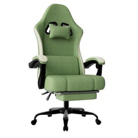 Ergonomic Gaming Chair with Pocketed Spring Cushion, Breathable Fabric Computer Chair with Footrest (Color: as picture)