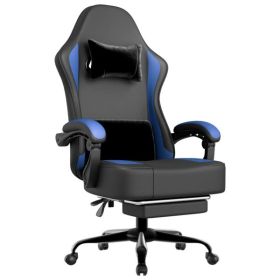 Gaming Chair with Pocket Spring Cushion and Footrest, Ergonomic Computer Chair for Adults, Breathable PU Leather Game Chair (Color: as picture)