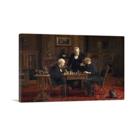 The Chess Players 1876 (Type: Standard Framed Canvas Print, size: 28" x 20" / 70cm x 50cm (approx))