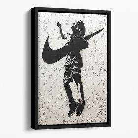 Banksy Nike Floating Framed Canvas (Color: Black, size: 40" x 26" / 100cm x 65cm (approx))