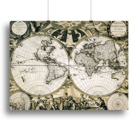 Old paper world map Holland Canvas Print or Poster (Type: Standard Framed Canvas Print, size: 24" x 16" / 60cm x 40cm (approx))